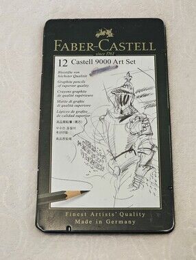 Faber-Castell 12 Castell 9000 Art Set Graphite Drawing Pencils Tin Made Germany